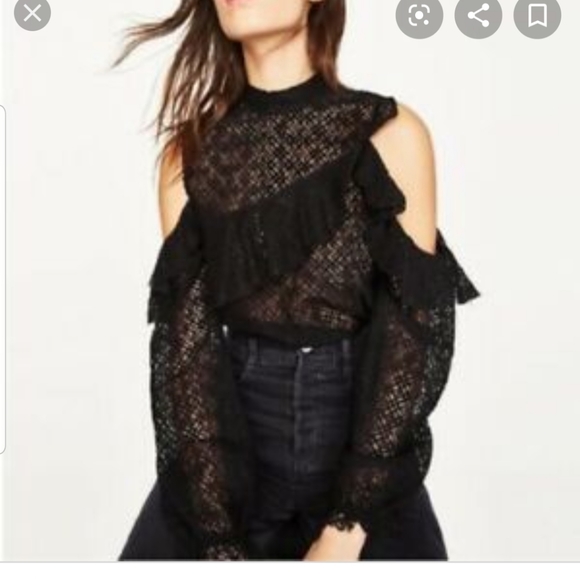 Zara Tops - ZARA BLACK LACE COLD SHOULDER TOP
